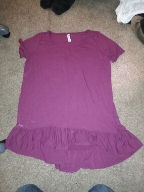 Banana Republic Purple Ruffle Hem Tee